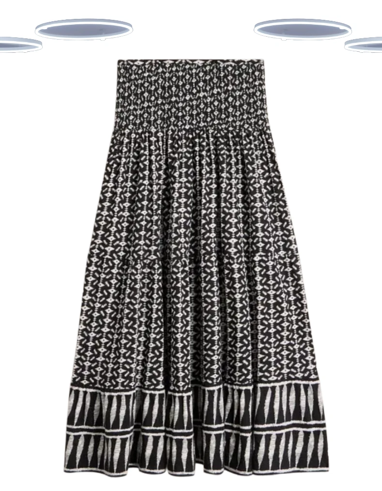 Ex White Stuff Women's Maxi Skirt-Merissa Tiered Jersey Geo Abstract Print Black
Opens in a new wind