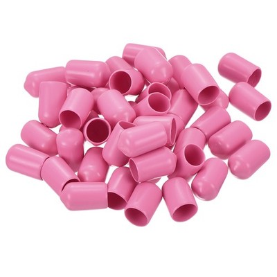 100pcs Rubber End Caps 9mm(3/8'') ID Screw Thread Protectors Pink