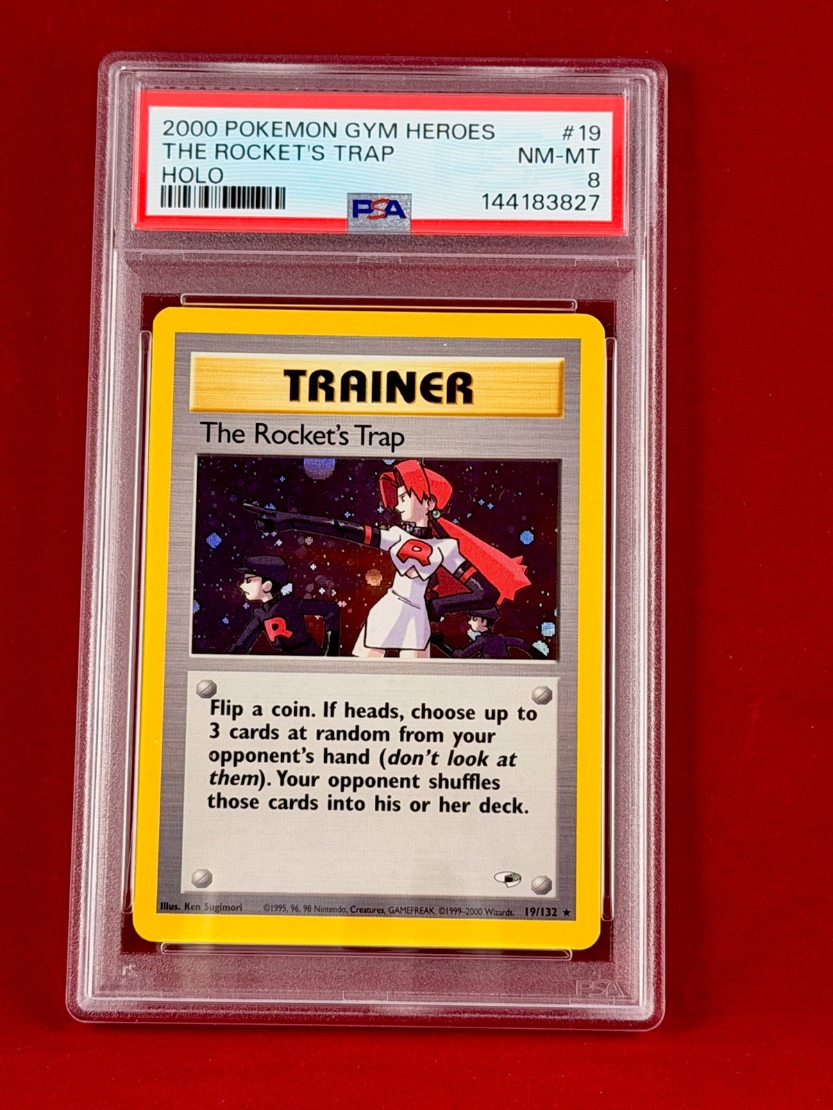 2000 Pokemon Gym Heroes  ROCKET'S TRAP Holo Card #19 PSA 8