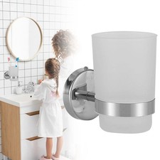 Toothbrush Holder Wall Mounted Tumbler Bathroom Accessory Modern Chrome Glass