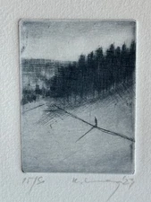 KATJA LANG Framed Print Drypoint Engraving Contemporary German Artist Sold Out