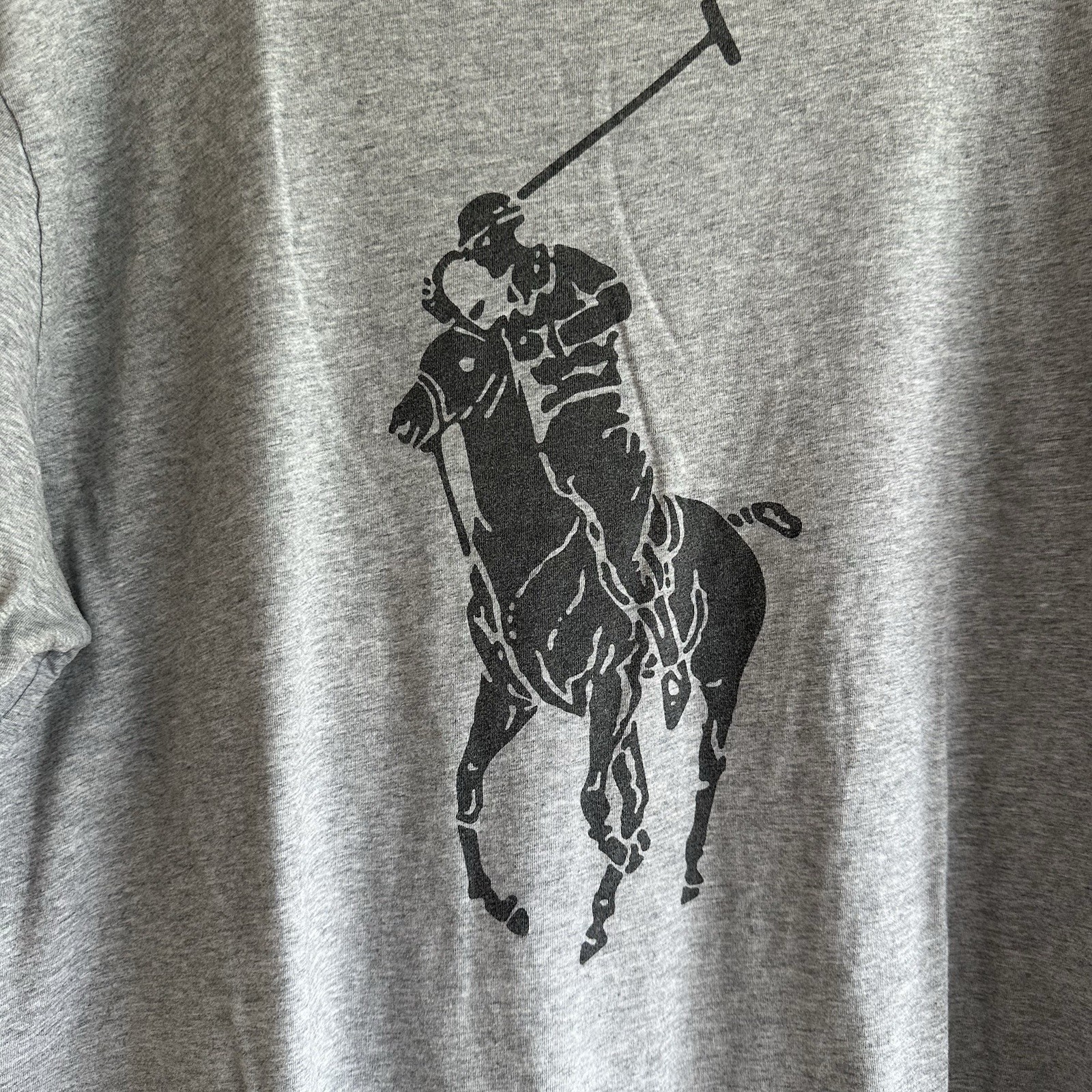 Polo Ralph Lauren grande t shirt grande serigrafia logo grigio nero pony classico