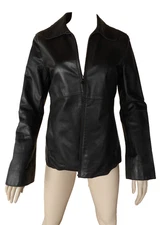 Andrew Marc New York Black Leather Jacket Coat Women’s S Needs New Zipper Mint