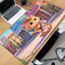 40 90cm Cute Cat in Street with Hat XXL Mouse Pad - Non-Slip Rubber Base, Vibran