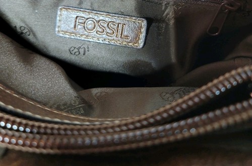 Fossil Handbag Colorful Striped Fabric Leather Straps - Picture 10 of 14