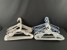 Lot of 40 White  Blue Plastic Notched Adult Clothes Hangers 17"