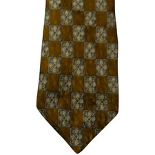 Valentino Silk Tie Men's Gold Geometric Necktie Made in Italy EUC