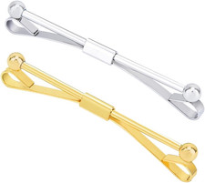 2 Pcs Gold and Silver Tie Clip Collar Bar Pin Set for Men, Metal Shirt Collar Ho