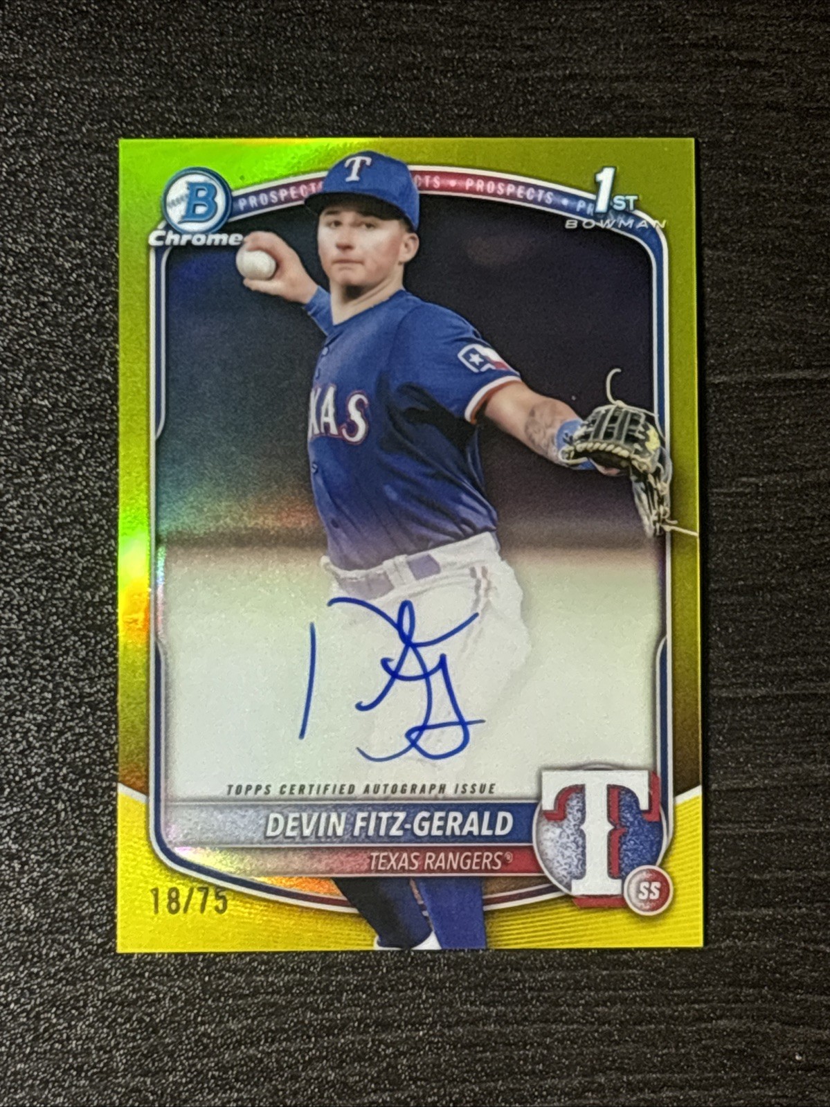 Devin Fitz-Gerald Auto 2025 Bowman Chrome 1st /75 Yellow Refractor CPA-DF
