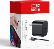 60W For Nintendo Switch 2 AC Power Supply Adapter Home Wall Travel Power Charger