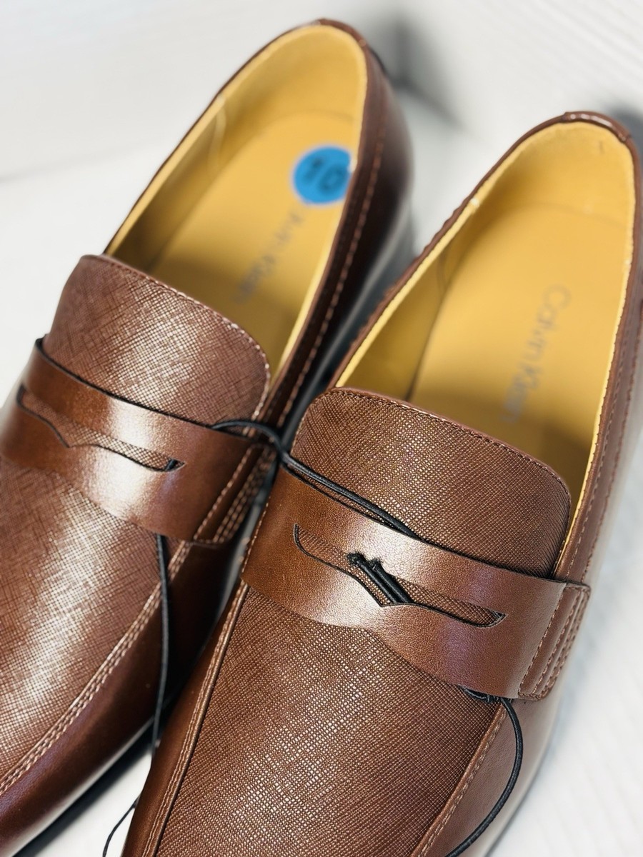 Calvin Klein Men\'s Brown Leather Penny Loafers CMJUNBERG Size 10.5 Calvin Klein Junberg Penny Loafers Brown Men main image 2