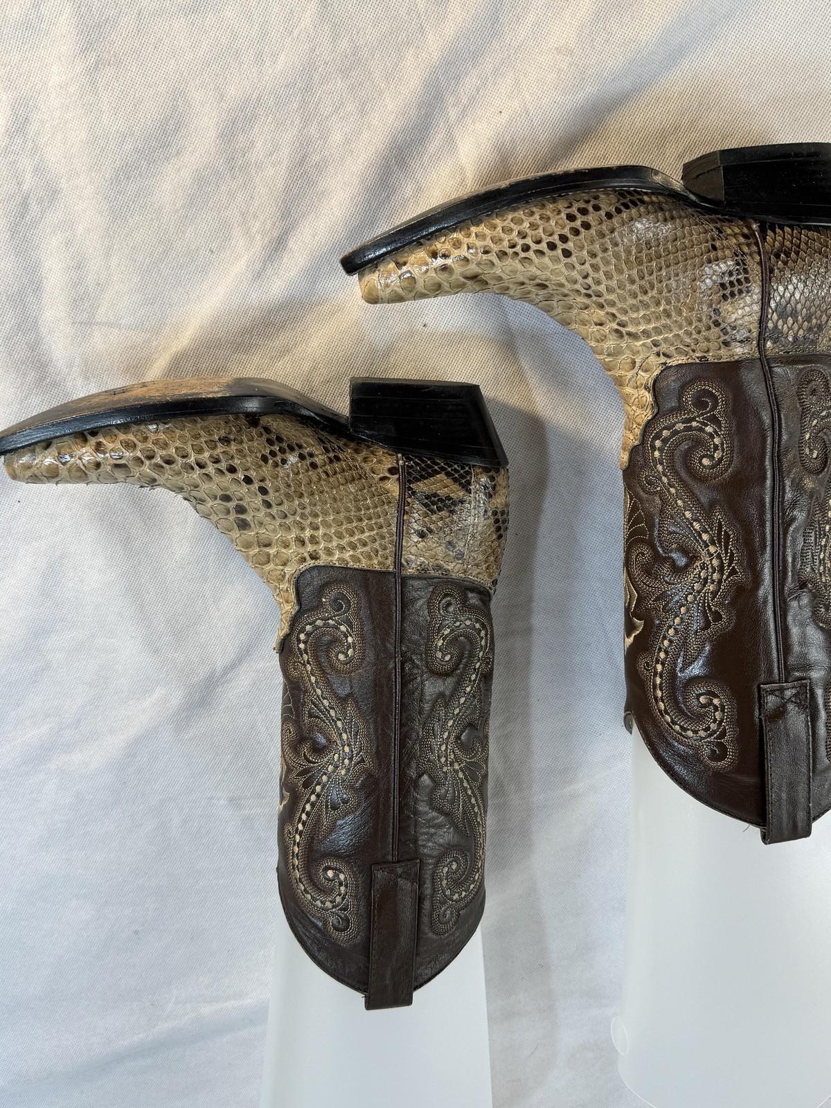 Python Cowboy Boots Womens Size 6 Brown Leather W… - image 6