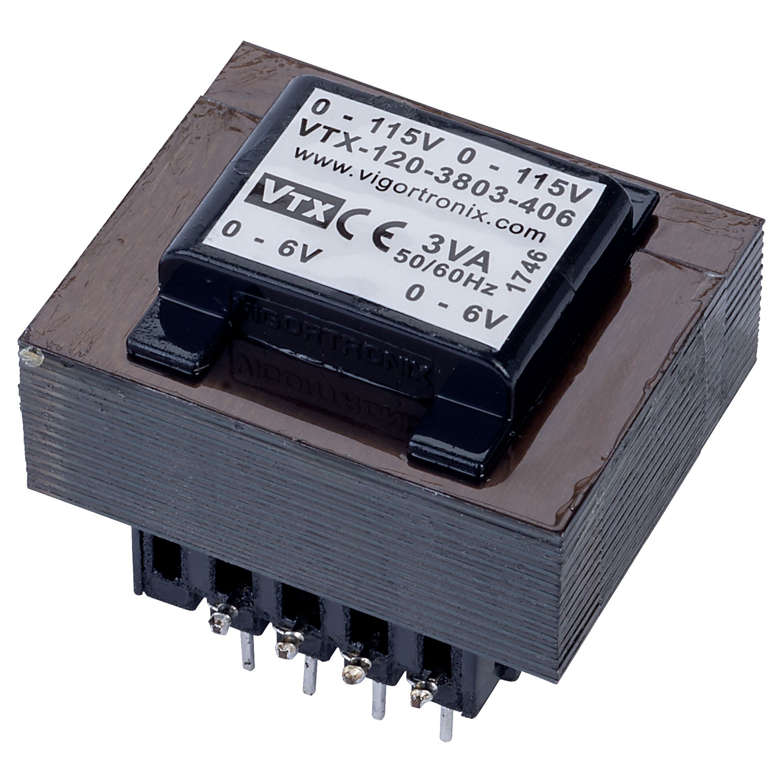 Vigortronix PCB Transformer 115V+115V 3VA 6V+6V