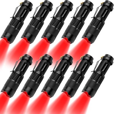 Beieverluck 10 Pack Red Light Flashlight 3 Modes Red LED Flashlight Scalable ...