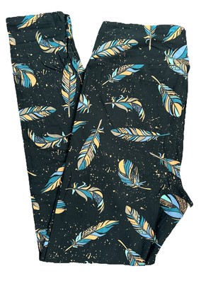 OS Lularoe Leggings Animal Feathers on Black Size 2-10 NEW 385757
