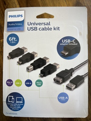 Philips Universal USB Cable Kit (USB-C, Micro USB, USB-A, Mini-B, USB-B