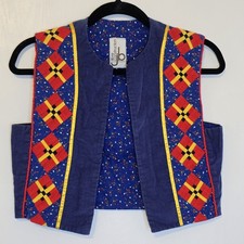 VTG Quilted Patchwork Eclectic Floral Vest Geometric Sz M Maximalist