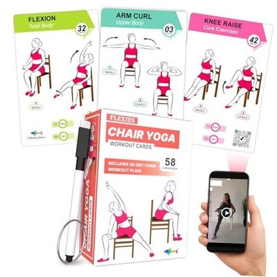 Flexies Chair Yoga Workout Cards   58 Seated Exercise Cards for Beginners &
