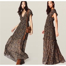 ba&sh Samantha Ruffled Leaf Print Maxi Dress ...