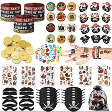 144 Pcs Pirate Party Favors Supplies Include Pirate Bracelet Nautical Tattoo ...