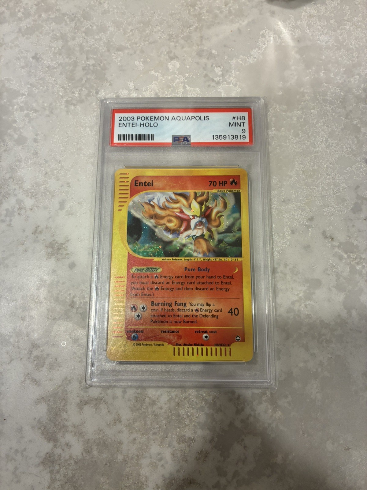 2003 POKEMON AQUAPOLIS #H8 ENTEI-HOLO PSA 9