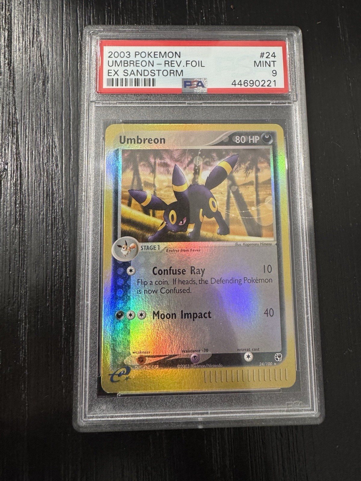2003 POKEMON EX SANDSTORM #24 UMBREON-REVERSE FOIL PSA 9