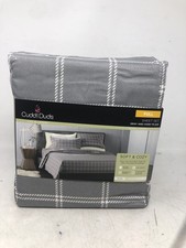 Cuddl Duds Full Sheet Set Gray Ivory Plaid Soft Cozy Microfiber