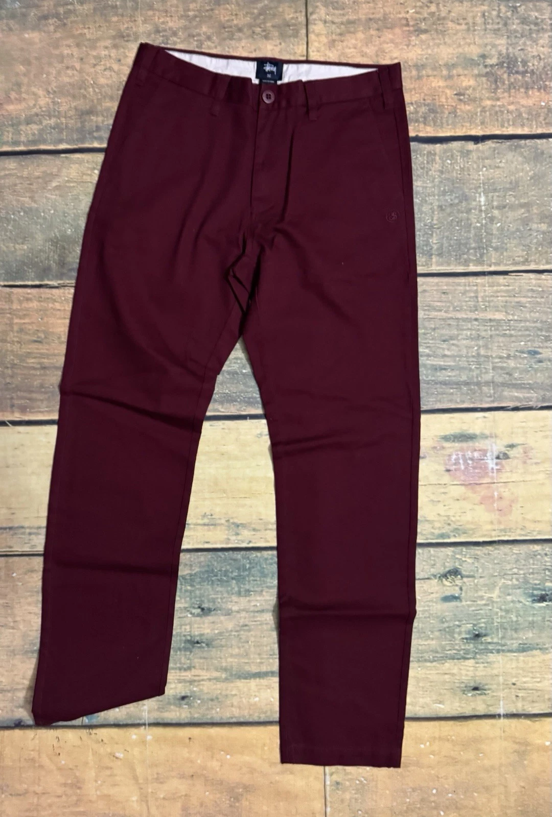 Pantalon Stussy Hank homme 32x 31 bordeaux jambe droite coupe régulière