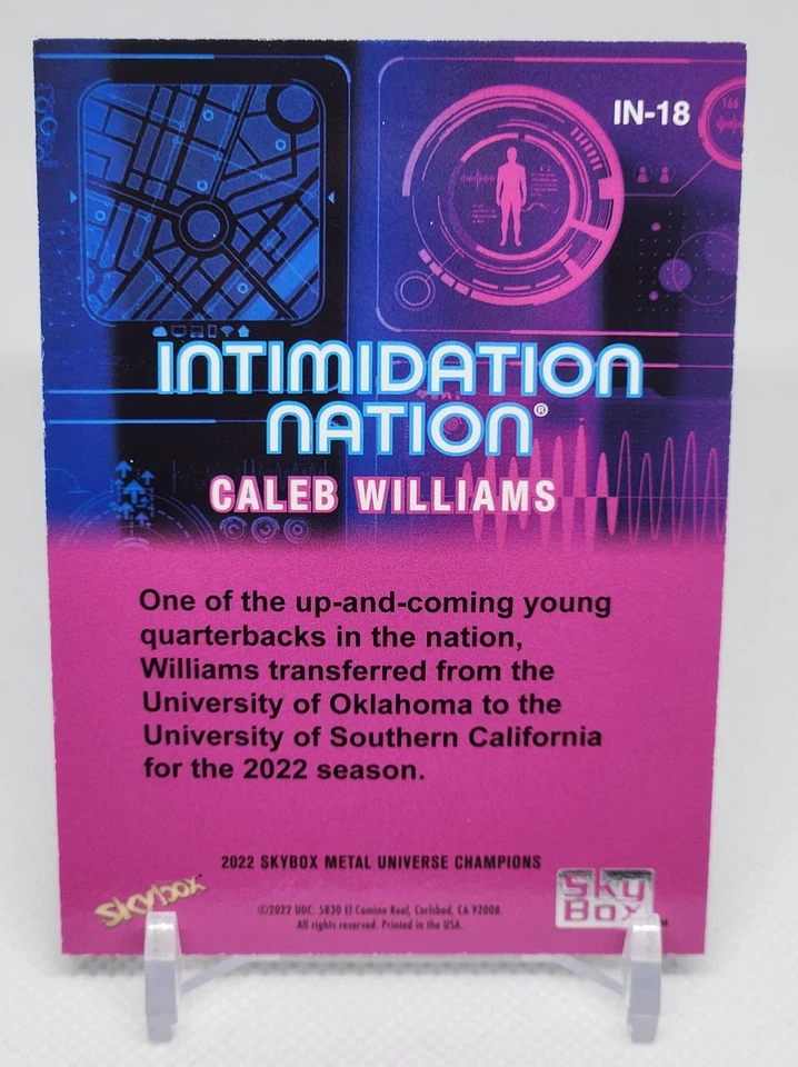 2022 Metal Universe Champions Caleb Williams Intimidation Nation #IN-18 - Image 2 of 2