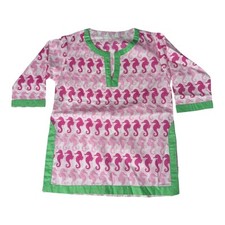 PB Kids Nautical SEAHORSE TUNIC 12-18 mo. Pink Pool Beach Cover Up Dress Shirt