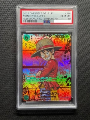 PSA 10 Luffy Red OP13-118 Manga Alt Art Carrying on His Will One