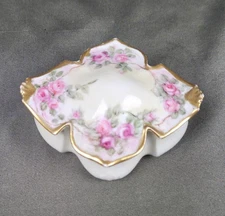 Art Nouveau Shaped Marked RS Germany Porcelain Hand Painted Roses Trinket Box