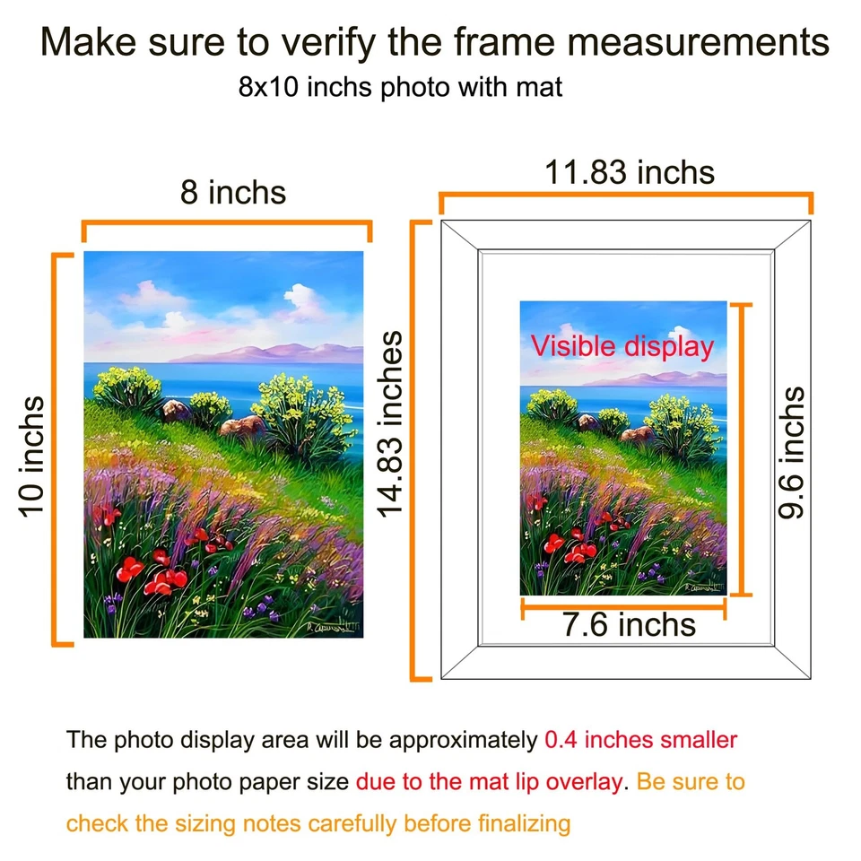 Marco de fotos 11x14 negro conjunto de 6, cuadros de exhibición 8x10 con tapete o 11x14 con... Foto 3 de 4