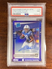 2020 Donruss Optic Auto Purple Prizm  31/35 JONATHAN TAYLOR PSA 9 #167 Rookie RC