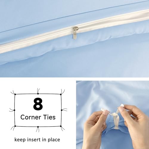  Duvet Cover Size – Duvet Cover Set - Soft and Breathable Queen Light Blue