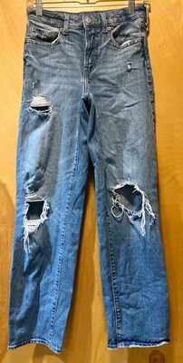 Old Navy OG Loose High Rise Distressed Jeans Light Wash Women 0 x 30