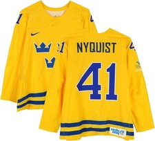 Gustav Nyquist Team Sweden GU #41 Yellow Jersey vs Team Switzerland on 2/14/2014