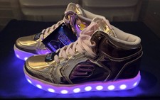 SKECHERS ENERGY LIGHTS 10771L Big Kid Girl 13 yrs Rose Gold Sneakers 5US