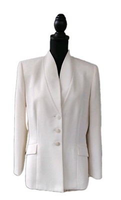 セット Kasper Suit Jacket Suit 12 Off White Topstitched Women's Dress