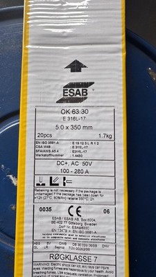 Esab OK 63,30 Edelstahl Elektroden - 316L-17 - 5,0 x 350 mm - 1,7 kg VacPac