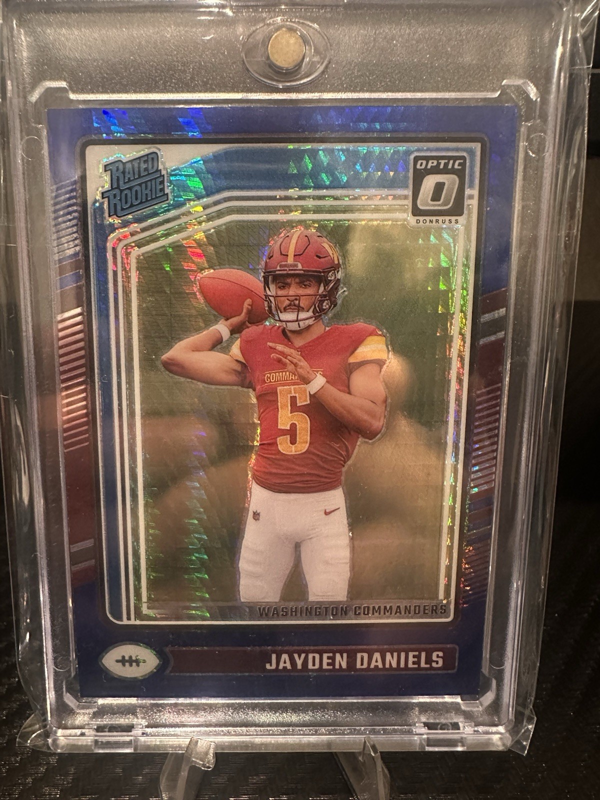 2024 Panini Donruss Optic Rated Rookie Jayden Daniels #248 Blue Hyper Prizm (RC)