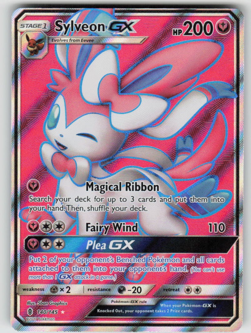 Sylveon GX (Full Art) 140/145 Holo Ultra Rare Guardians Rising Pokemon NM
