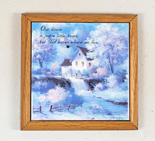 Vtg Ceramic Art Tile Winter Home 6 Oak Frame ...