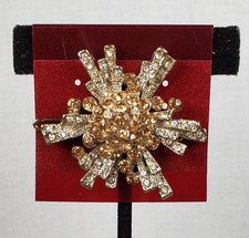 Vintage Starburst Rhinestone Crystal Atomic Burst Design Hair Barrette