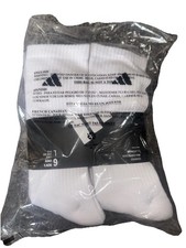 Men s Adidas White Crew Sock 6 Pack Size Large 8-12 Brand New