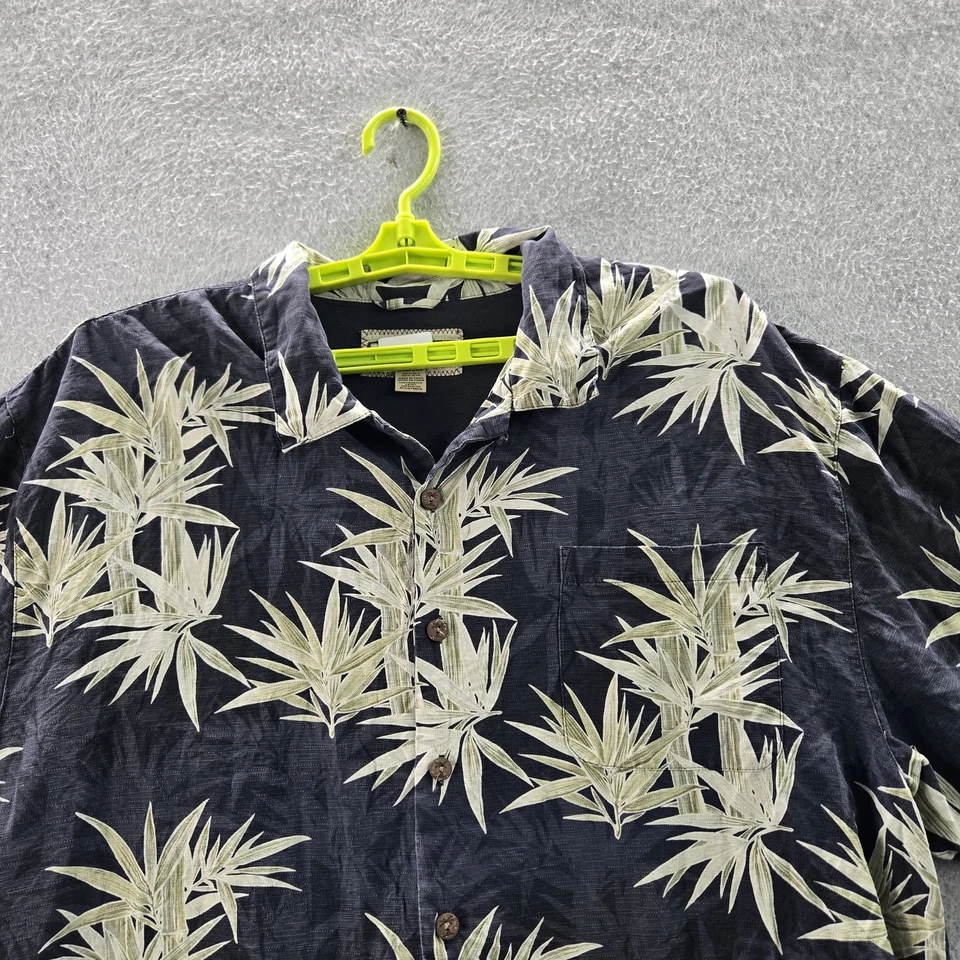 Jamaica Jaxx Hombres Camisa Abotonada XXL Negra Seda Floral Camisa Hawaiana Foto 3 de 4