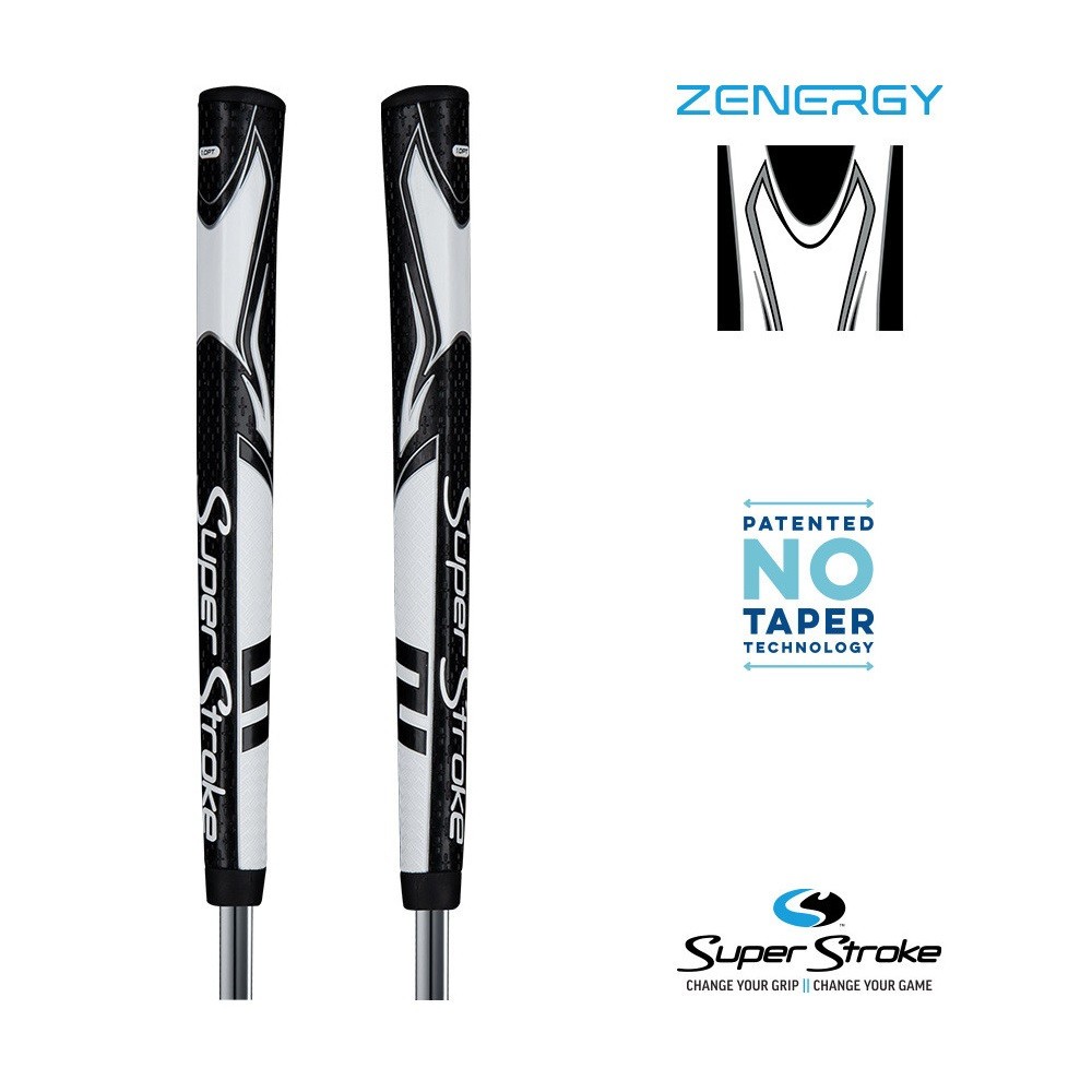 SuperStroke Zenergy Putter Grip 1.0 PT Golf Grip Black / White +FREE Tape
