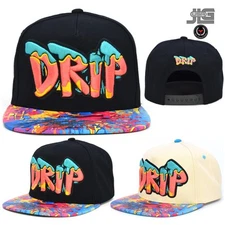 Drip New TL Drip Embroidery Color Multi Snapback Hat Flat Bill Baseball Cap