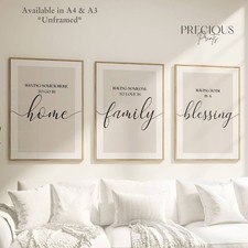 Set of 3 Living Room Prints / Stylish Home Decor / Family Wall Art Print Poster