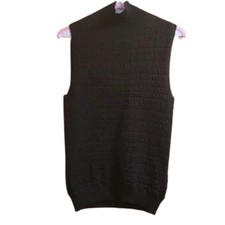 Kenneth Cole New York Textured Dark Brown Sleeveless Mockneck Sweater Vest